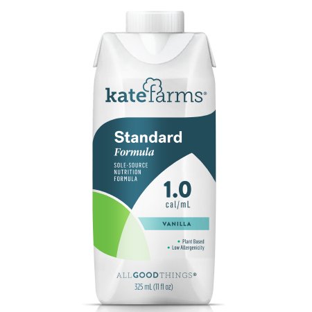 Kate Farms Standard 1.0 Tube Feeding Formula, Vanilla Flavor, 11 oz. Carton, Case of 12