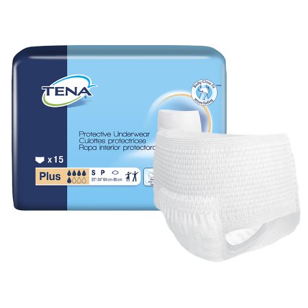 TENA Plus Protective Incontinence Underwear, Moderate Absorbency, Small, 72631, Bag of 15