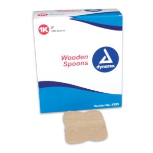 Dynarex Double Ended Wooden Medical Spoon, 3", Box of 1000