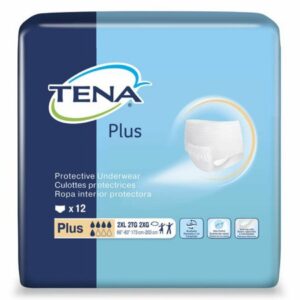 TENA Plus Protective Incontinence Underwear, Moderate Absorbency, 2X-Large, 72508, Case of 48
