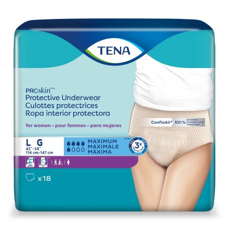 TENA ProSkin Incontinence Underwear for Women, Large, Maximum Absorbency, Pack of 18