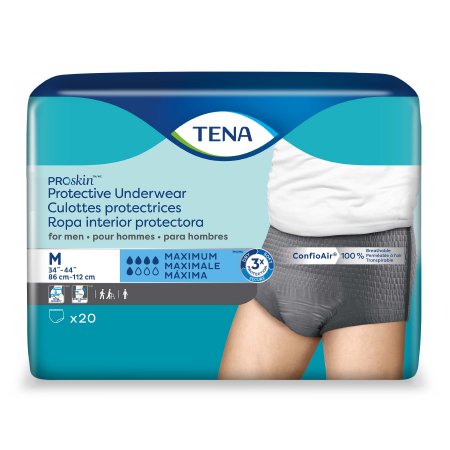 TENA ProSkin Incontinence Underwear for Men, Medium, Maximum Absorbency, Pack of 20