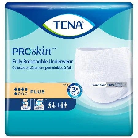 TENA ProSkin Plus Protective Incontinence Underwear, Moderate Absorbency, Medium, Case of 80