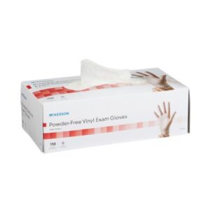 McKesson Vinyl Exam Gloves, X-Small, NonSterile, Standard Cuff Length, Case of 1500