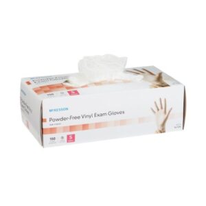 McKesson Vinyl Exam Gloves, Small, NonSterile, Standard Cuff Length, Case of 1500