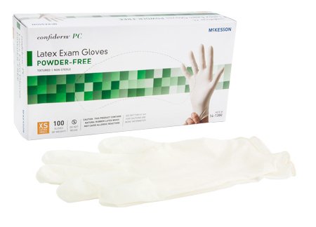 McKesson Confiderm Latex Exam Gloves, X-Small, NonSterile, Standard Cuff Length, Box of 100
