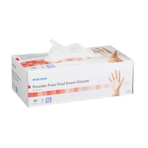 McKesson Vinyl Exam Gloves, X-Large, NonSterile, Standard Cuff Length, Box of 130
