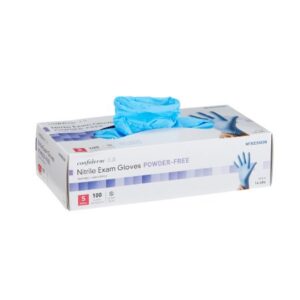 McKesson Confiderm 3.8 Nitrile Exam Gloves, Small, NonSterile, Standard Cuff Length, Box of 100