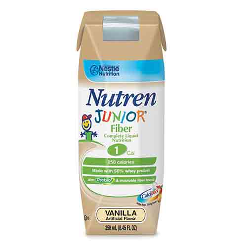 Nutren Junior with Fiber Tube Feeding Formula, Vanilla, 250ml Tetra Prisma Carton, Case of 24