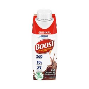 Boost Original, Rich Chocolate, 8oz Reclosable Carton, Nestle Nutritional Drink, Case of 24