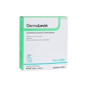 DermaLevin 4x4 Inch Adhesive Foam Dressing with Border, Sterile, Box of 10