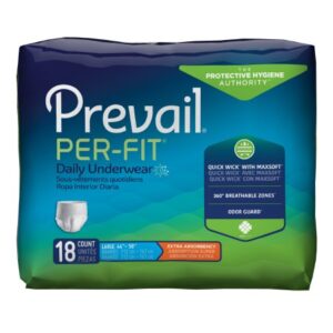 Prevail Per-Fit Pull On Adult Underwear with Tear Away Seams, Large, Heavy Absorbency, Pack of 18
