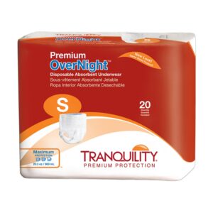 Tranquility Premium OverNight Disposable Underwear, Small, Heavy Absorbency, 2114, Case of 80