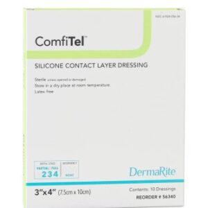 ComfiTel 3"x4" Silicone Wound Contact Layer Dressing, Sterile, Box of 10