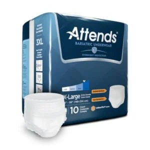 Attends Bariatric Pull On Underwear with Tear Away Seams, 3X-Large, Pack of 10