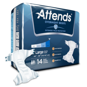 Attends Overnight Tab Closure Briefs, Large, Heavy Absorbency, Pack of 14
