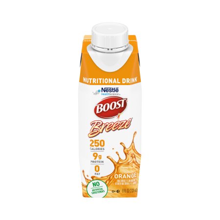 Boost Breeze Orange, 8oz Reclosable Carton, Nestle Nutritional Drink, Case of 24
