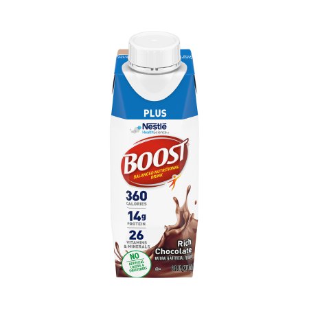 Boost Plus Chocolate, 8oz Carton, Nestle Nutrition Drink, Case of 24