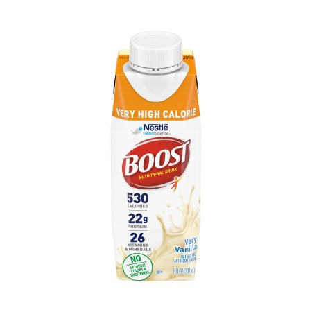 Boost VHC Vanilla, 8oz Reclosable Carton, Nestle Very High Calorie Drink, Case of 24