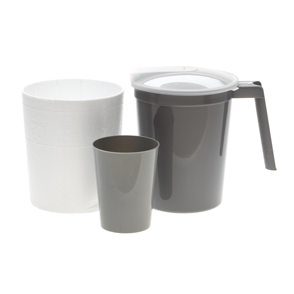 Water Pitcher and Tumbler Set with Foam Outer Jacket,Graphite,32.000 OZ Case of 40
