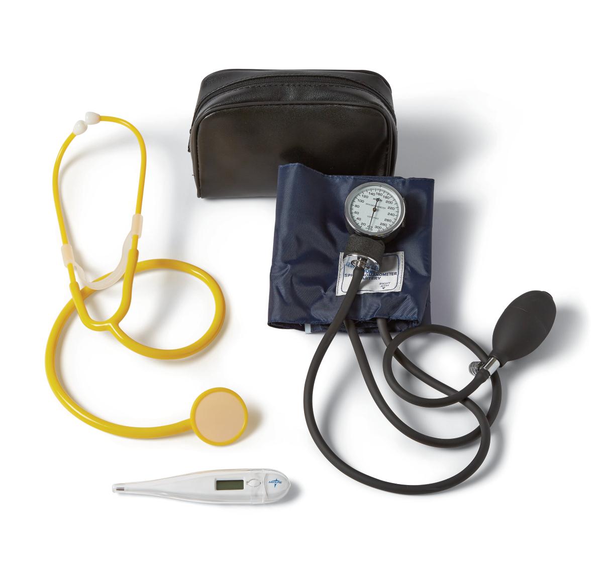 Basic MRSA Protection Kit with Handheld Blood Pressure Unit, Disposable Stethoscope, and Digital Oral Thermometer