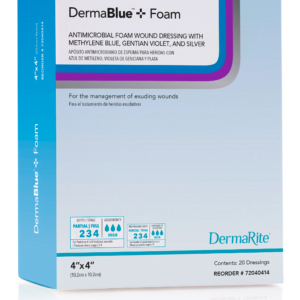 DermaBlue+ Foam Wound Dressing, 4"x 4", Box of 10