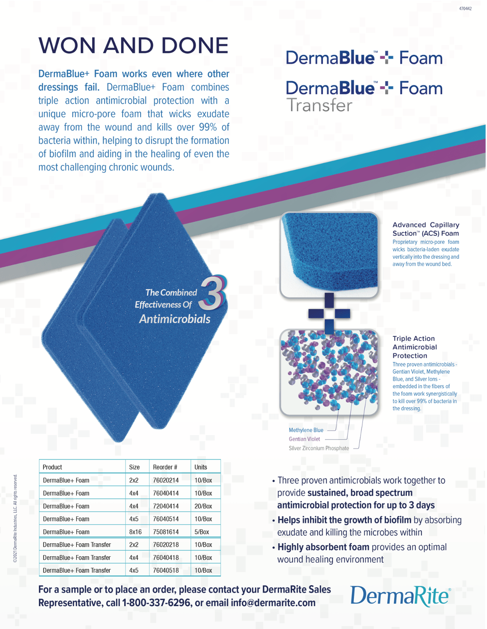 DermaBlue+ Foam Wound Dressing, 4"x 4", Box of 10 4 DermaBlue+ Foam Wound Dressing, 4"x 4", Box of 10