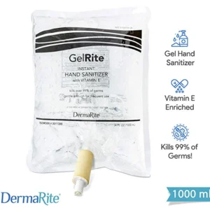 GelRite Hand Sanitizer Gel, 1000ml Dispenser Refill Bag, Ethyl Alcohol with Vitamin E