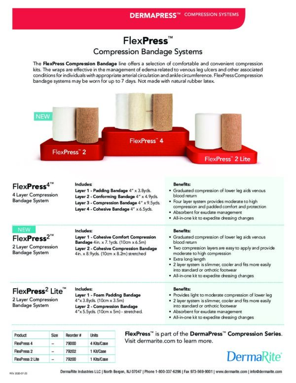 FlexPress4, 4 Layer Compression Bandage System, Standard Compression Tape