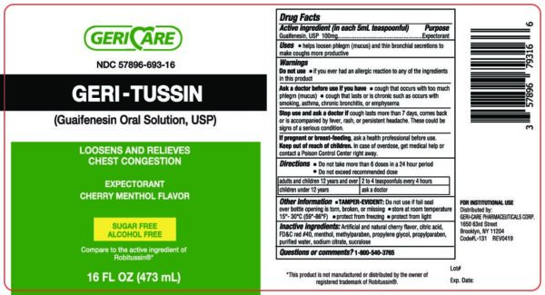 Geri-Tussin Cold and Cough Relief, 16oz Bottle, Case of 12