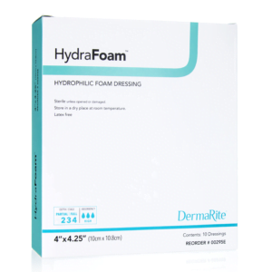 HydraFoam 4x4.25 Inch Hydrophilic Foam Dressing, Sterile, Box of 10