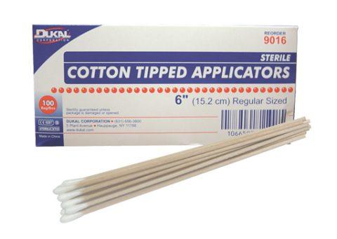 Dukal 6" Cotton-Tip Applicators, Sterile, 9016, Case of 1000