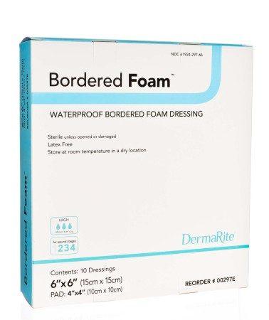 Bordered Foam Waterproof Dressing, 6"x 6", Box of 10 1 Bordered Foam Waterproof Dressing, 6"x 6", Box of 10