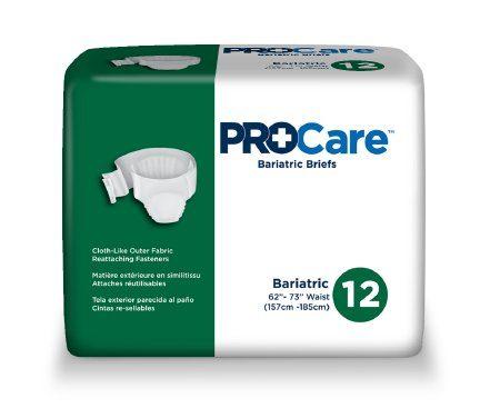 ProCare Bariatric Adult Briefs, 2X-Large, Heavy Absorbency, Pack of 12