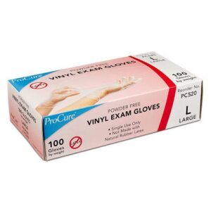 ProCure Vinyl Exam Glove, Large, NonSterile, Standard Cuff Length, Case of 1000