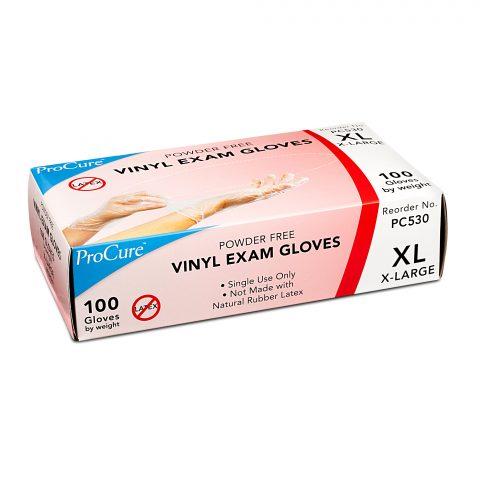 ProCure Vinyl Exam Glove, X-Large, NonSterile, Standard Cuff Length, Box of 100