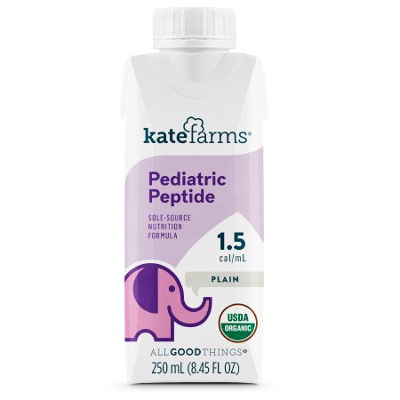 Kate Farms Pediatric Peptide 1.5 Tube Feeding Formula, Unflavored, 8.45 oz. Carton, Case of 12