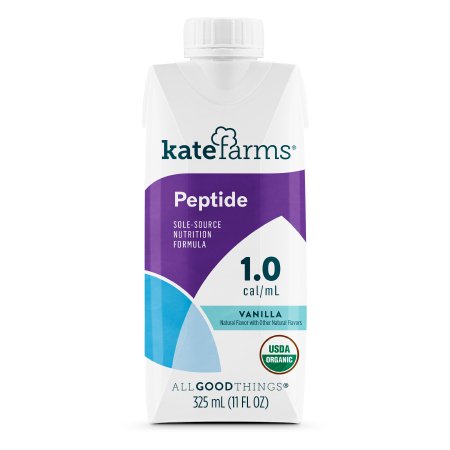 Kate Farms Peptide 1.0 Tube Feeding Formula, Vanilla Flavor, 11 oz. Carton, Case of 12