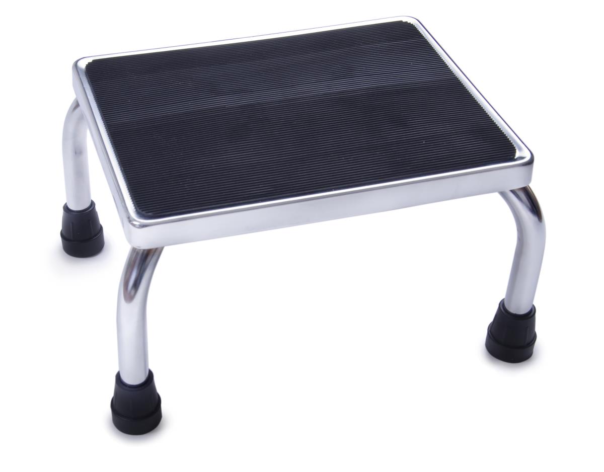 Chrome Footstool with Rubber Mat