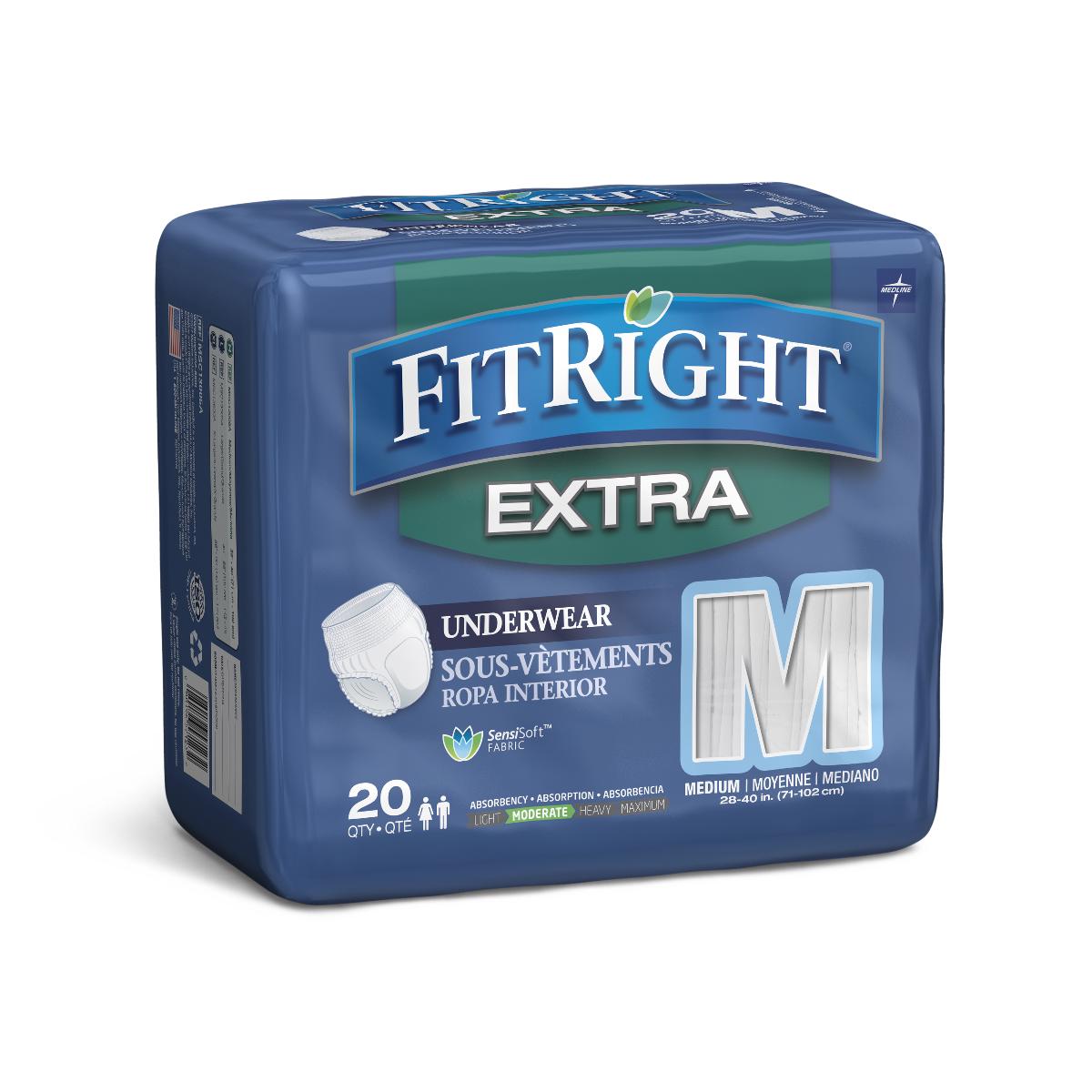 FitRight Extra-Protective Underwear,Medium Bag of 20