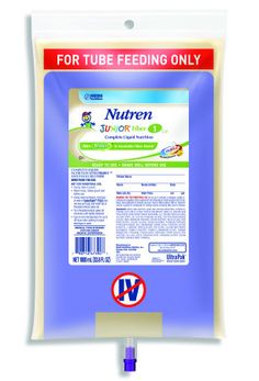Nutren Junior with Fiber, Unflavored, 1000mL Ready to Hang Bag, Case of 6
