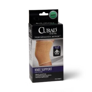 CURAD Elastic Pull-Over Knee Supports, Beige, Medium, Case of 4