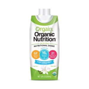 Orgain Vanilla Bean Organic Nutritional Shake, 11oz Carton, Ready to Use, Case of 12
