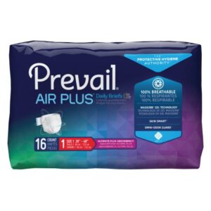Prevail AIR Plus Adult Brief, Size 1, Heavy Absorbency, Case of 96