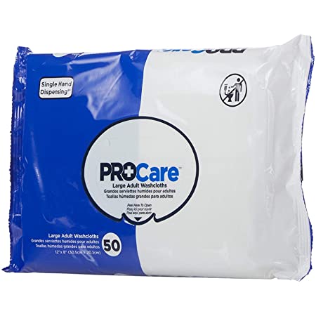 ProCare Adult Pre-moistened Washcloths, Soft Pack, Case of 600