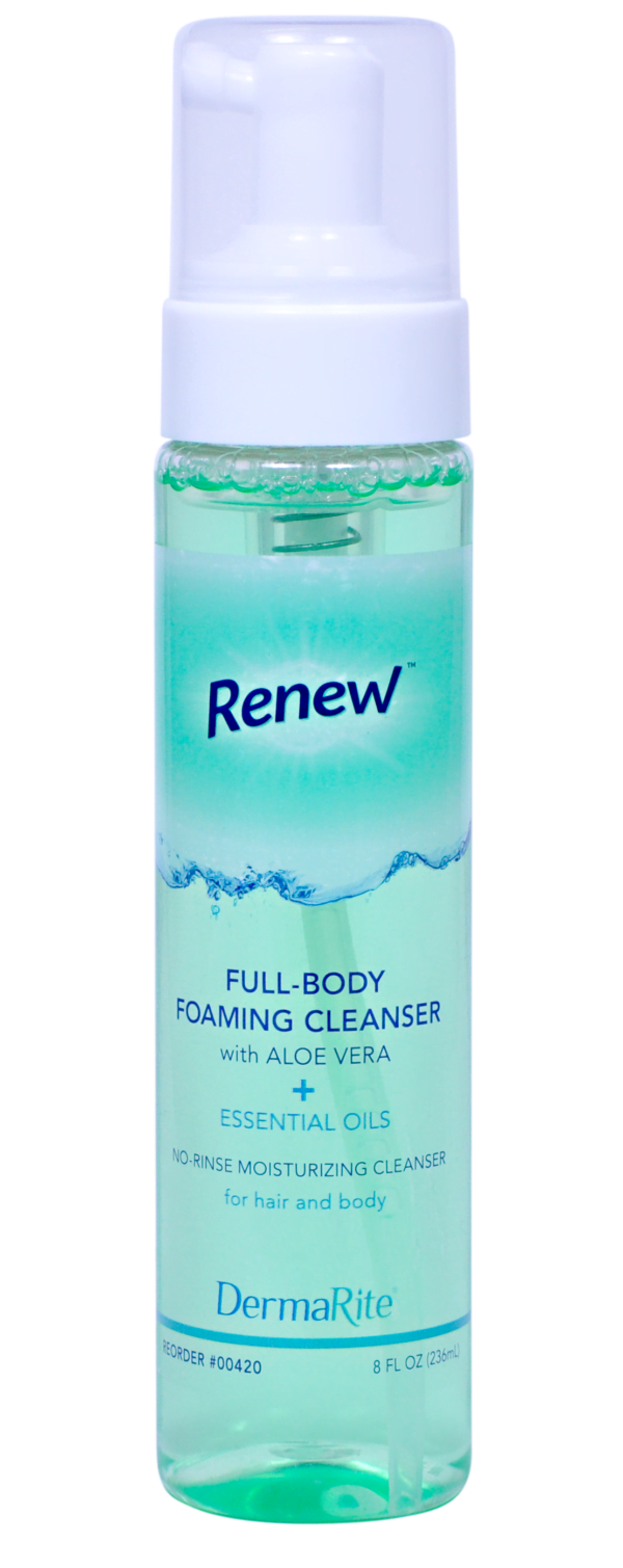 Renew Rinse-Free Foaming Body Wash, Citrus Scent, 8oz Pump Bottle, Case of 12