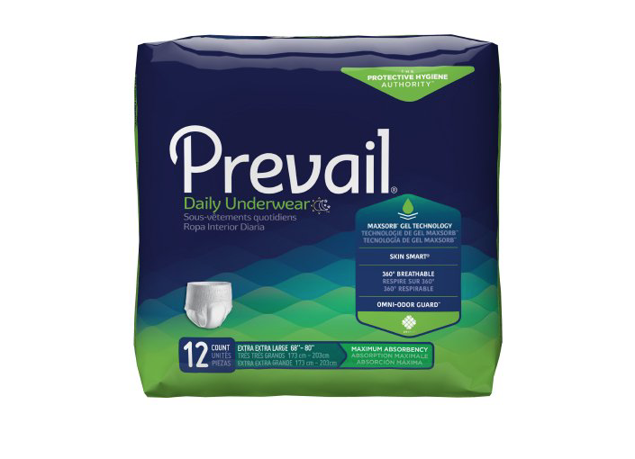 Prevail Daily Underwear, 2X-Large, Moderate Absorbency, Case of 48