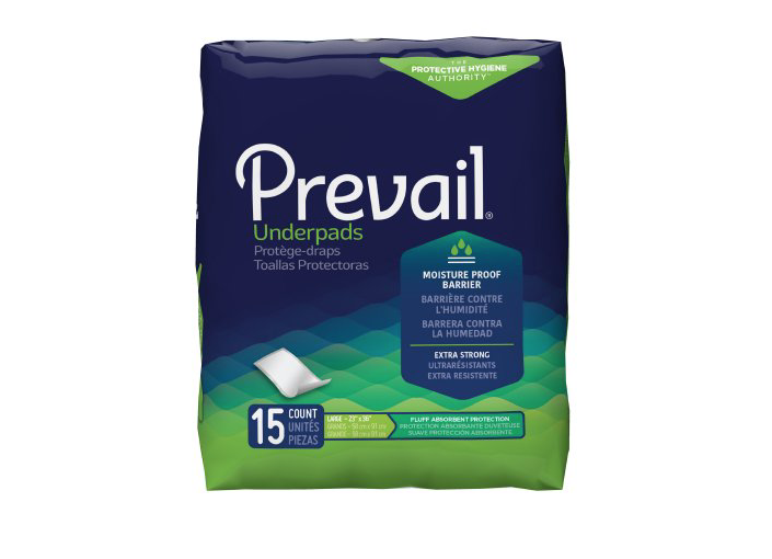 Prevail Total Care Adult Underpad, Large, Light Absorbency, Pack of 15