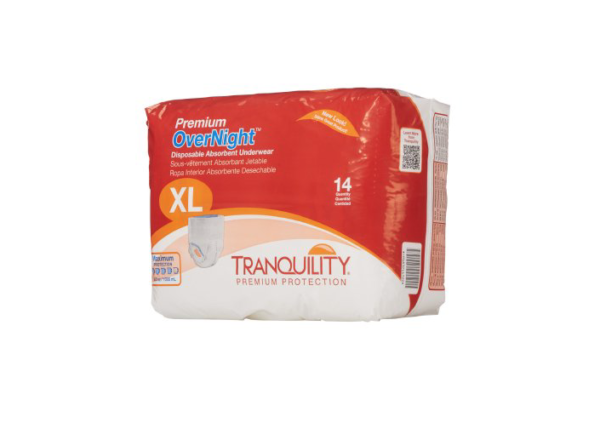 Tranquility Premium Overnight Disposable Underwear, X-Large, Heavy Absorbency, 2117, Case of 56