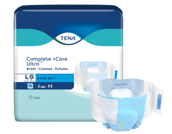 TENA Complete +Care Ultra Incontinence Brief, Moderate Absorbency, Large, 69972, Case of 72